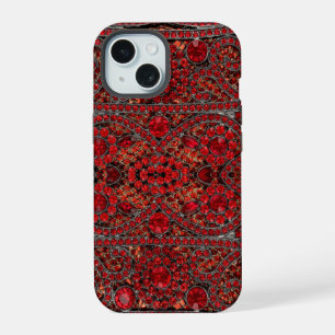 elegant sophisticated gold ruby red burgundy iPhone 15 case