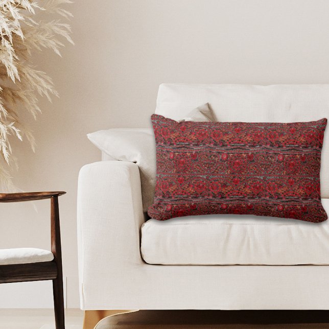 elegant sophisticated gold ruby red burgundy  lumbar cushion (elegant sophisticated gold ruby red burgundy lumbar pillow)