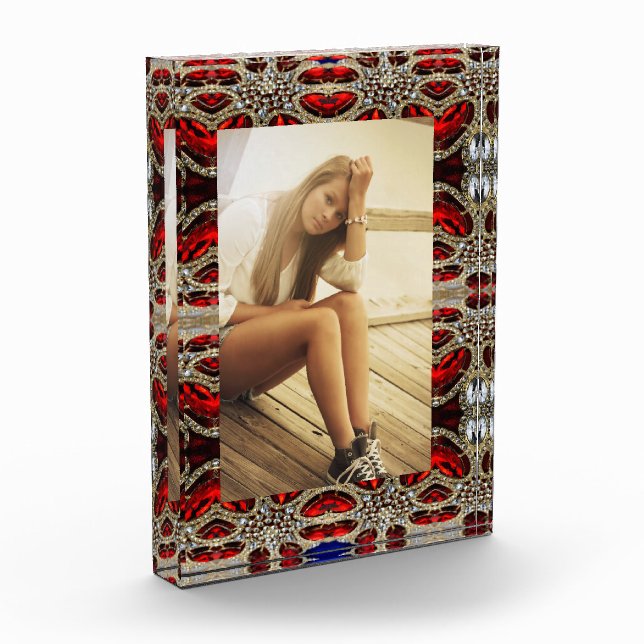 elegant sophisticated gold ruby red burgundy  photo block (Left)