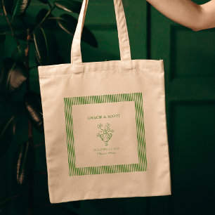 Elegant Sophisticated Hand Drawn Green Wedding Tote Bag