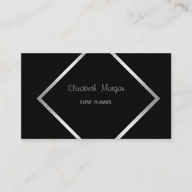 Elegant Sophisticated Minimalist Geometric,Black Business Card (Front)