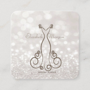 Elegant Sophisticated Modern Glittery Bokeh,Dress Square Business Card