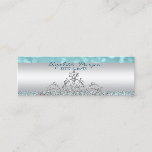 Elegant Sophisticated Modern Glittery Bokeh,Lace Mini Business Card (Front)