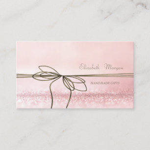 Elegant Sophisticated Modern Pink  Glittery,Bow Business Card