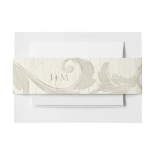 Elegant Sophisticated Monogram Wood Wooden Wedding Invitation Belly Band