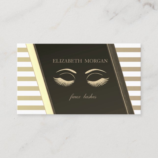 Elegant Sophisticated Stylish,Striped ,Faux Lashes Business Card (Front)