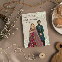 Elegant South Asian Illustrated Couple