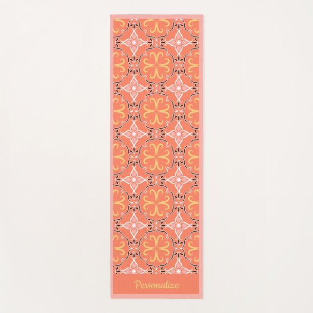 Elegant Southwest Pink Peach Design Yoga Namaste Mat (Front)