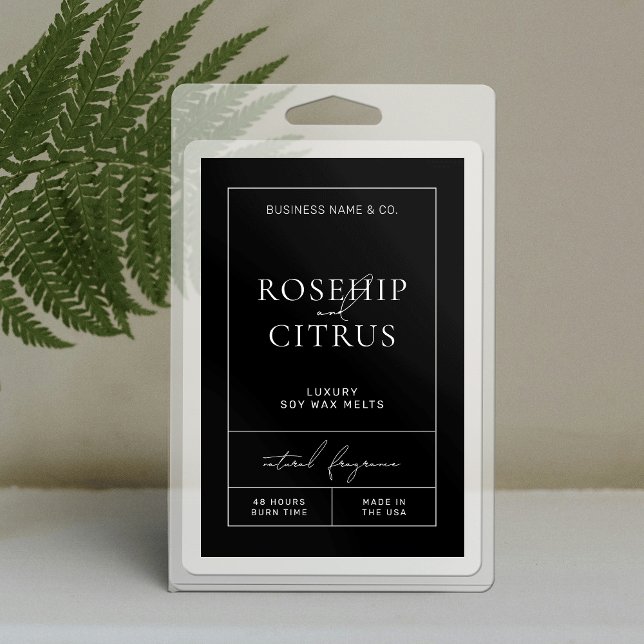 Elegant Soy Wax Melts Vertical 3x2 Rectangle Label (Modern vertical 3x2" product labels in black and white minimalist design)