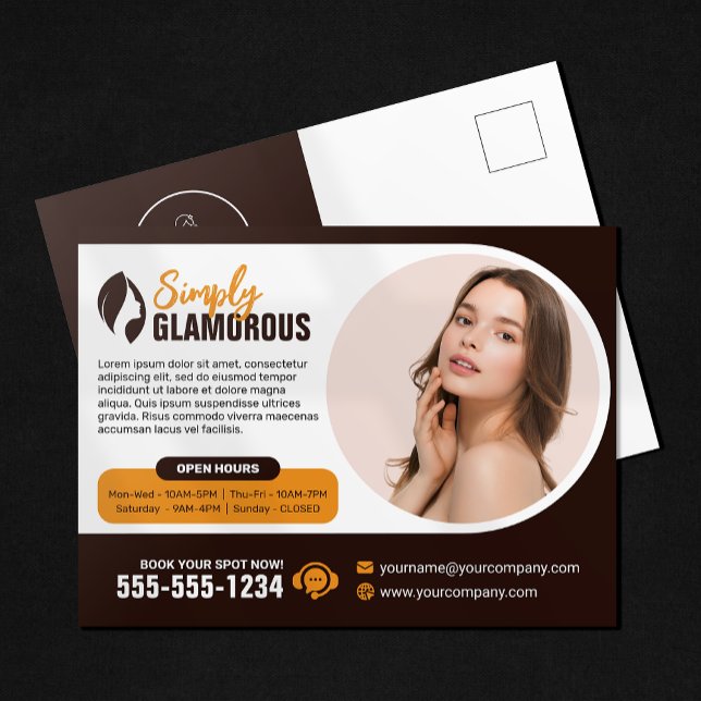 Elegant Spa Beauty Salon Makeup Nails & Facials Postcard (Creator Uploaded)