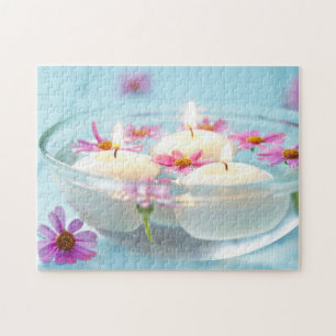 Elegant Spa Floating Candles and Flowers Jigsaw Puzzle