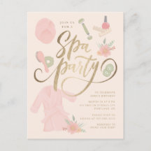 Elegant Spa Party Invitation w/faux gold 