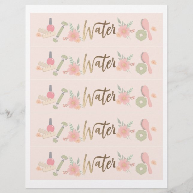 Elegant Spa Party water bottle labels Flyer (Front)