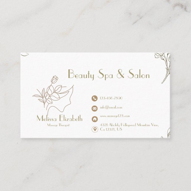 Elegant Spa Salon Beauty Appointment Card (Front)