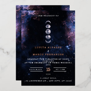 Elegant Space Theme Astronomy Moon Wedding Invitat