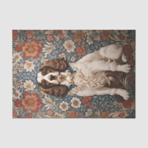 Elegant Spaniel On Floral Background Tissue Paper