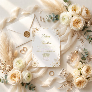 Elegant Spanish Floral ivory botanical wedding Invitation