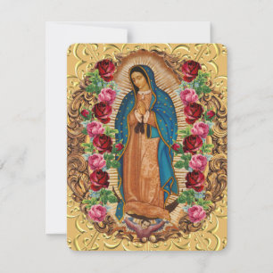 Elegant Spanish Guadalupe Funeral Prayer Card