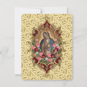 Elegant Spanish Guadalupe Funeral Prayer Card