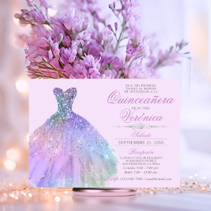 Elegant Spanish Quinceañera Mis Quince Purple Invitation