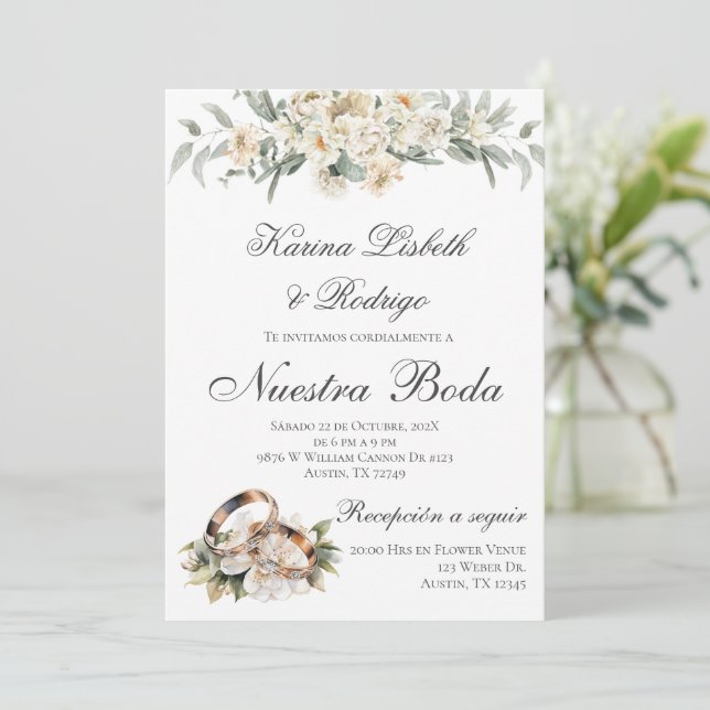 Elegant Spanish Wedding Invitation (Standing Front)