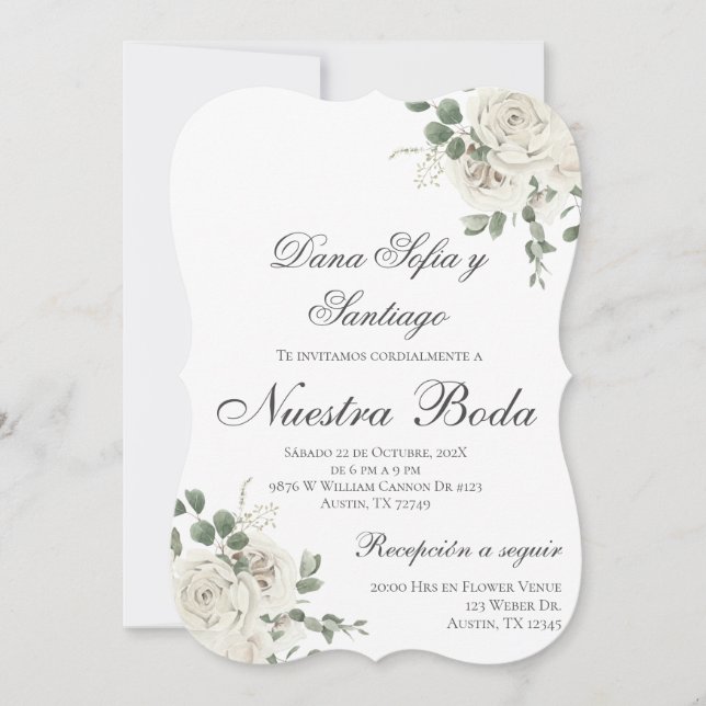 Elegant Spanish Wedding Invitation (Front)
