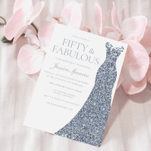 Elegant Sparkle Dress Womans 50th Birthday Party Invitation
