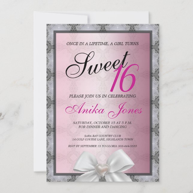 Elegant Sparkle Sweet 16 Birthday Invitation (Front)