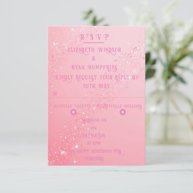 Elegant Sparkle Wedding  RSVP Card (Standing Front)