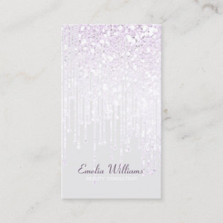 Elegant Sparkle White Glitter Drips Light Gray Business Card