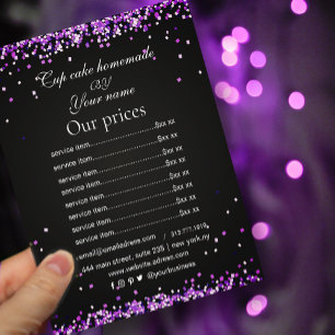 Elegant Sparkles black purple Price List flyer