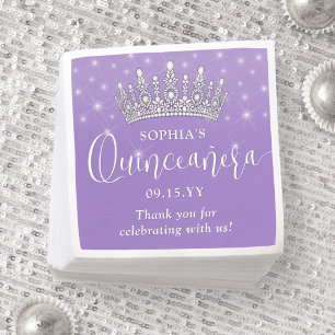 Elegant Sparkles Quinceañera Crown Lilac Purple Napkin