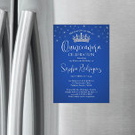Elegant Sparkles Quinceañera Crown Royal Blue Magnetic Invitation<br><div class="desc">Invite family and friends to celebrate the quinceañera for her 15th birthday with chic modern magnetic party invitations. The pictures and all wording on this template are simple to personalize, and the magnetic backing makes them easy to display. The colors and font styles can be easily customized with the Zazzle...</div>