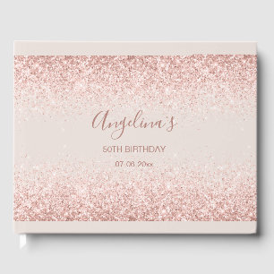 Elegant Sparkling Blush Birthday Guest Book