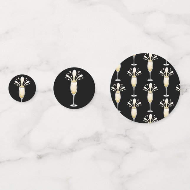 Elegant Sparkling Champagne Flute Confetti (Fronts)