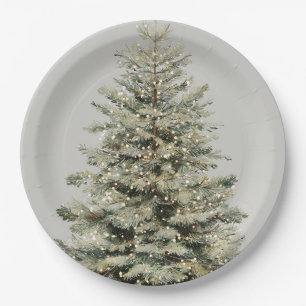Elegant Sparkling Christmas Tree Paper Plates
