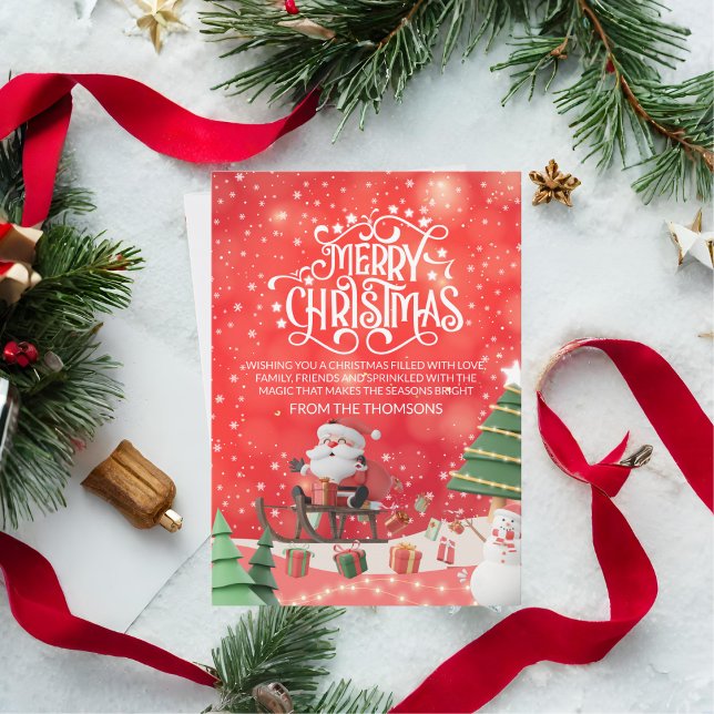Elegant Sparkling Delightful Santa's Sleigh Ride Holiday Card (Creator Uploaded)