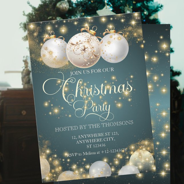Elegant Sparkling Gold Christmas Ball Party  Invitation (Creator Uploaded)