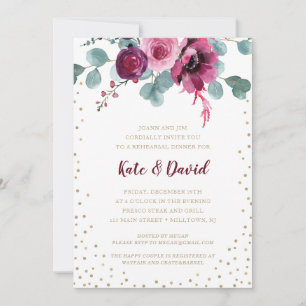 Elegant sparkling gold rehearsal dinner Invitation