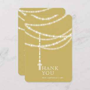 Elegant Sparkling Rosary Beads And Cross Religious Invitation