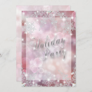 Elegant Sparkly Deep Rose Bokeh  Christmas Party Invitation