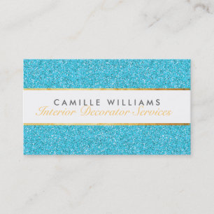 ELEGANT sparkly glamourous gold foil glitter blue Business Card