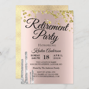 Elegant Sparkly Glitter Retirement Party Invitation