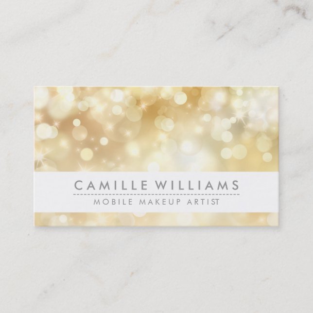 ELEGANT SPARKLY LIGHT whimsical golden bokeh Business Card (Front)