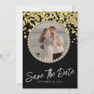 Elegant Sparkly Wedding Photo Save the Date Invitation