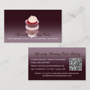 Elegant Speciality Wedding Cake Bakery With QR Cod Business Card