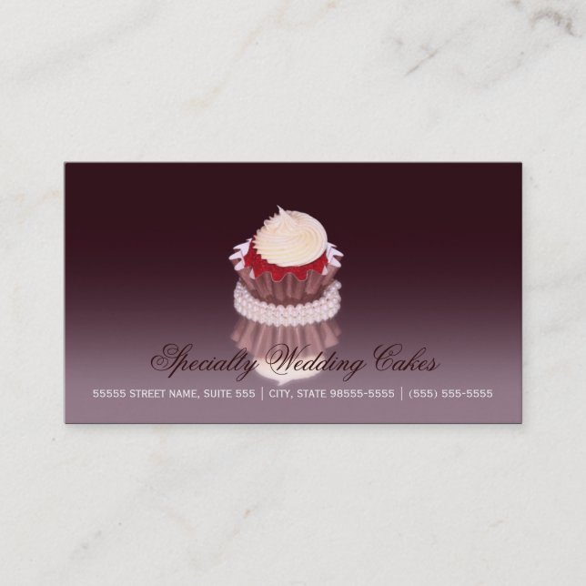 Elegant Speciality Wedding Cake Bakery With QR Cod Business Card (Front)