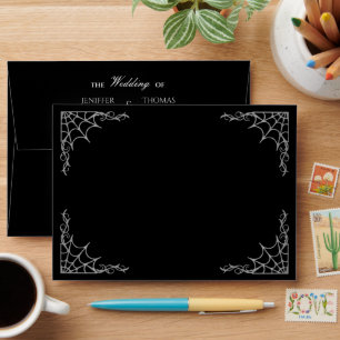 Elegant spider web Gothic Halloween Wedding Envelope