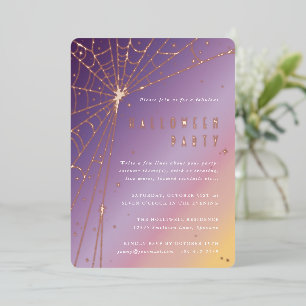 Elegant Spider Web Halloween Party Foil Invitation