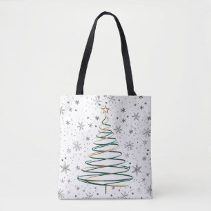 Elegant Spiral Christmas Tree Tote Bag